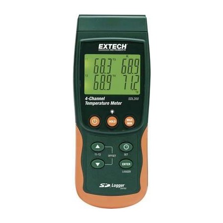EXTECH SDL200 2-/4-Kanal-Temperatur-Messgerät mit Datenloggerfunktion auf SD-Karte, Thermometer -199 (SDL200)