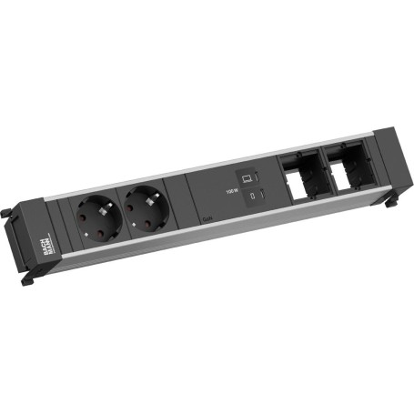 Bachmann Power Frame Steckdosenleiste 2x CEE7/3 1x USB-C/C 100W 2x CM schwarz 0,2m (BM0023845)