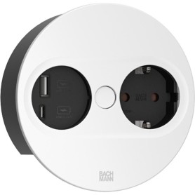 BACHMANN TWIST2 1xCEE7/3 1xUSB A/C 22W Rund weiss 0,2m Mit ISV-Stecker (BM0010998)