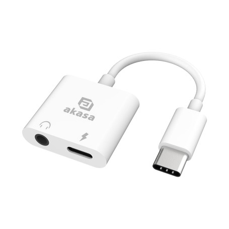 Akasa AK-CBCA30-08WH adattatore per inversione del genere dei cavi USB Type-C USB Type-C +3.5mm Jack Bianco