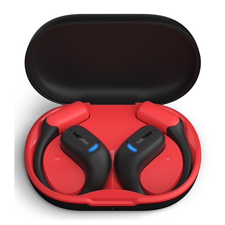 Philips Serie 6000 TAA6709BK/00 cuffia e auricolare True Wireless Stereo (TWS) A clip Sport Bluetooth Nero, Rosso