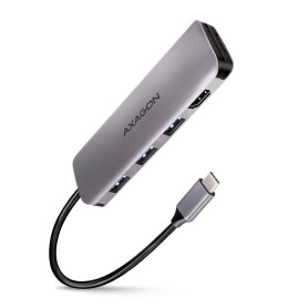 Axagon HMC-HCR3A 3x USB-A+ HDMI+ SD/microSD USB-C 3.2 Gen 1 hub 20cm Cablato USB 3.2 Gen 1 (3.1 Gen 1) Type-C Grigio