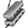 Axagon HUB USB HMC-CUB83X2, USB 10Gbps hub, 2x USB-A, USB-C, HDMI & DP 4k/144Hz, RJ-45 GLAN, PD 100W, kabel USB-C 15cm Cablato U