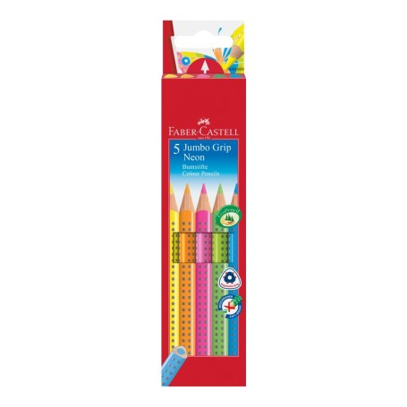 Faber-Castell Jumbo GRIP pastello colorato Blu, Verde, Arancione, Rosa, Giallo 5 pz (110994)