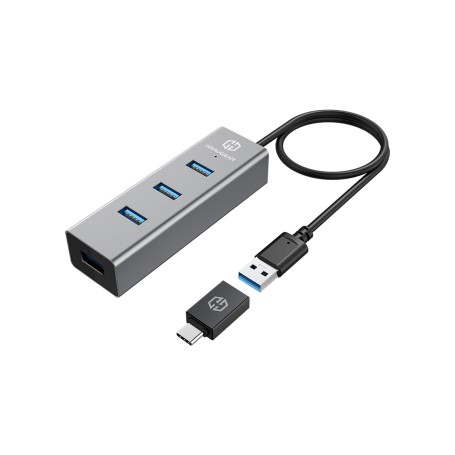 GRAUGEAR G-HUB4-AC hub di interfaccia USB 3.2 Gen 1 (3.1 Gen 1) Type-A 5000 Mbit/s Alluminio, Nero