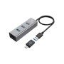 GRAUGEAR G-HUB4-AC hub di interfaccia USB 3.2 Gen 1 (3.1 Gen 1) Type-A 5000 Mbit/s Alluminio, Nero