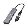 GRAUGEAR G-HUB2A2C-AC hub di interfaccia USB 3.2 Gen 1 (3.1 Gen 1) Type-A + Type-C 5000 Mbit/s Argento