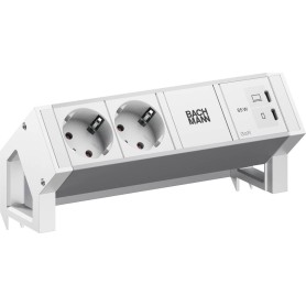 BACHMANN DESK2 ALU WHITE 2xCEE7/3, 1xUSB C/C 65W L0,2m RAL9010 (BM0022043)
