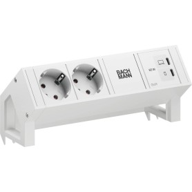 BACHMANN DESK2 PURE WHITE 2xCEE7/3, 1xUSB C/C 65W L0,2m RAL9010 (BM0022040)