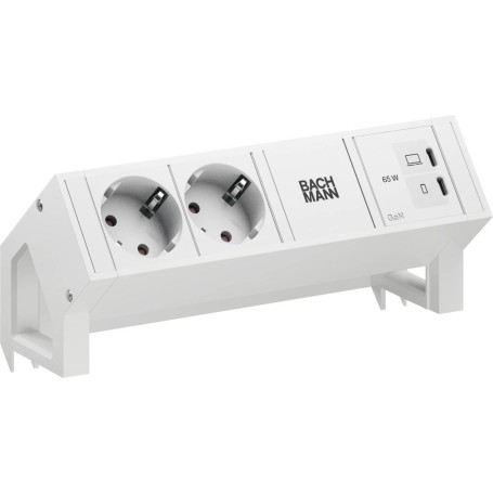 BACHMANN DESK2 PURE WHITE 2xCEE7/3, 1xUSB C/C 65W L0,2m RAL9010 (BM0022040)