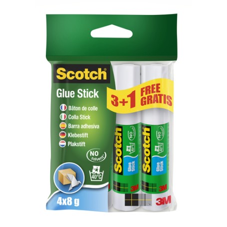 Scotch Colla in stick ® permanente 8g - PROMO PACK 3 + 1 GRATIS (7100115629)