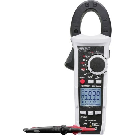 VOLTCRAFT VC-740 E Stromzange, Hand-Multimeter digital Spritzwassergeschützt (IP54) CAT IV 600 V Anzeige (Counts): 6000 (VC-740