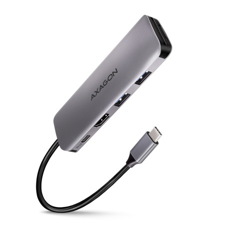 Axagon HMC-5 replicatore di porte e docking station per laptop Cablato USB 3.2 Gen 1 (3.1 Gen 1) Type-C Grigio