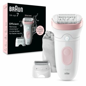 Braun Silk-épil 7 7-030, Epilatore Elettrico Donna Per Una Epilazione Semplice, Bianco/Rosa (225120)