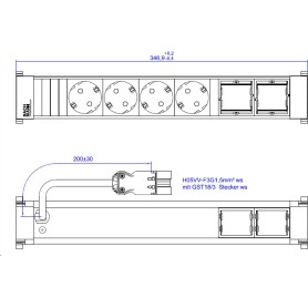 Bachmann Steckdosenleiste 4xCEE7/3 2xCM 0, 2m 916.705 (916.705)