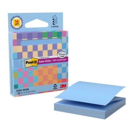 POST-IT RECYCLED Z-NOTES 76X76-BLU (7100399315)