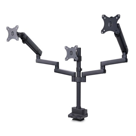 StarTech.com Supporto per tre monitor fino a 27", VESA 75x75/100x100, regolazioni dei bracci senza attrezzi, montaggio con morse (3MP2AG-MONITOR-ARM)