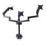 StarTech.com Supporto per tre monitor fino a 27", VESA 75x75/100x100, regolazioni dei bracci senza attrezzi, montaggio con morse (3MP2AG-MONITOR-ARM)