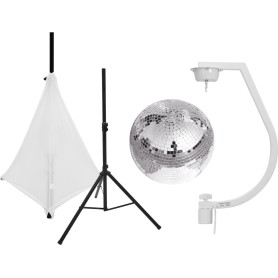 EUROLITE Set Spiegelkugel 30cm mit Stativ und Segel weiß (20000711)