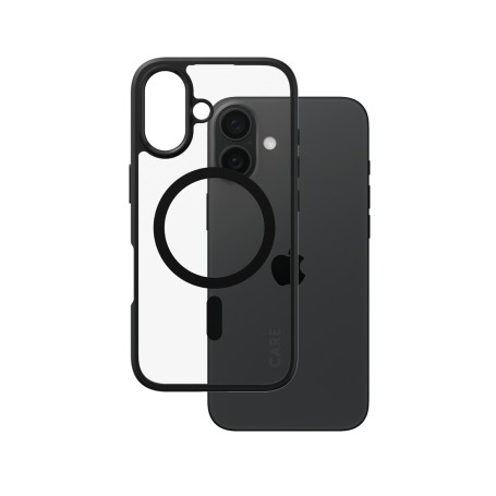 PanzerGlass CARE by ® Flagship Cover Trasparente Urban Combat con Bordo Nero & MagSafe iPhone 16 (1357)