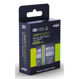 Verico Loop Energy 2-Pack 9V Block-Akku Li-Ion 500 mAh (1UDBT-A3WEB2-NN)