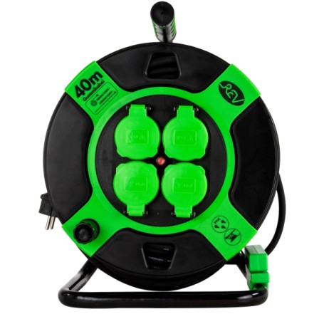 REV 10217412 prolunghe e multiple 40 m 4 presa(e) AC Interno/esterno Nero, Verde (0010217412)