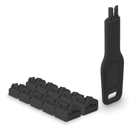 Lindy 47891 clip sicura Bloccaporte + chiave RJ-45 Nero Acrilonitrile butadiene stirene (ABS) 10 pz