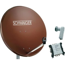 SCHWAIGER SAT Anlage 80 cm 6 Teilnehmer Quattro-LNB (ohne Switch) Ziegel-Rot mit Multischalter 5/6 (SPI9962SET5)