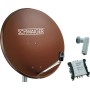 SCHWAIGER SAT Anlage 80 cm 6 Teilnehmer Quattro-LNB (ohne Switch) Ziegel-Rot mit Multischalter 5/6 (SPI9962SET5)