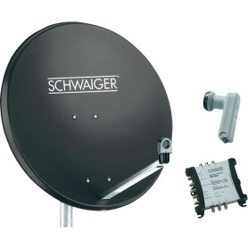 SCHWAIGER SAT Anlage 80 cm 6 Teilnehmer Quattro-LNB (ohne Switch) Anthrazit mit Multischalter 5/6 (SPI9961SET5)