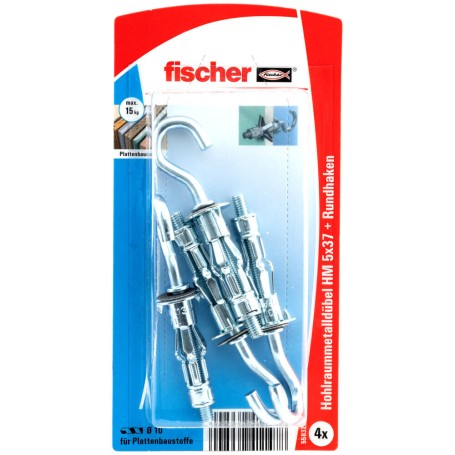 Fischer 545970 ancoraggio a vite e tassello 4 pz Kit di viti e tasselli a muro 37 mm