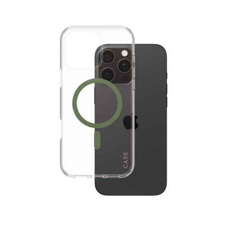 PanzerGlass CARE by ® Flagship Cover Trasparente Urban Combat con MagSafe Verde iPhone 16 Pro Max (1372)