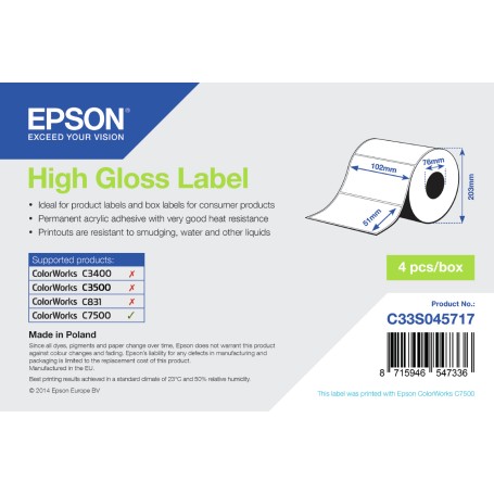 Epson High Gloss Label - Die-cut Roll: 102mm x 51mm, 2310 labels (C33S045717)