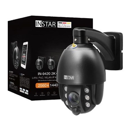 INSTAR IN-9420 14091 2K+ PTZ IP-Überwachungskamera schwarz WLAN LAN PoE 2560x1440 Pixel IP66