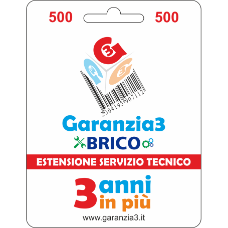 GARANZIA 3 Brico - Estensione del Servizio Tecnico Fino a 500,00 Euro - Garanzia3 (EXTGARBRICO500)