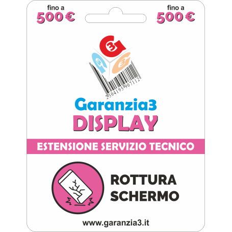 GARANZIA 3 Display 500 - Danno Accidentale Display Smartphone e Notebook fino a 500,00 Euro (G3DPDIT500)