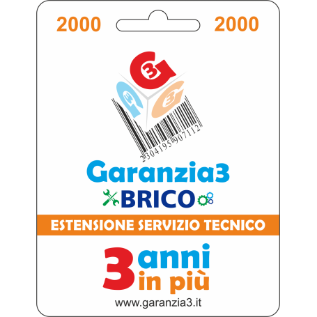 GARANZIA 3 Brico - Estensione del Servizio Tecnico Fino a 2000,00 Euro - Garanzia3 (EXTGARBRICO2000)